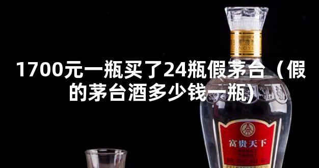 1700元一瓶买了24瓶假茅台（假的茅台酒多少钱一瓶)