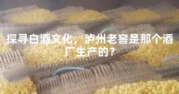 探寻白酒文化，泸州老窖是那个酒厂生产的？