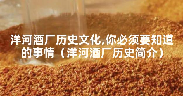 洋河酒厂历史文化,你必须要知道的事情（洋河酒厂历史简介）